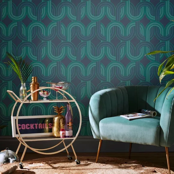 Geometric Wallpaper Removable - Blue, Paper image