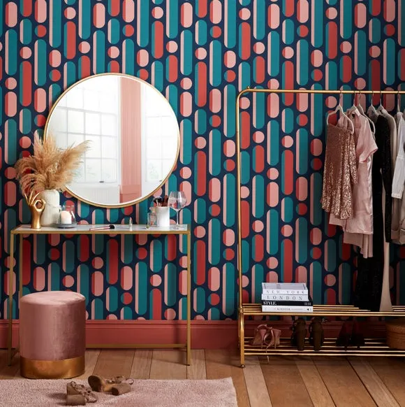 Geometric Wallpaper Removable - Blue image