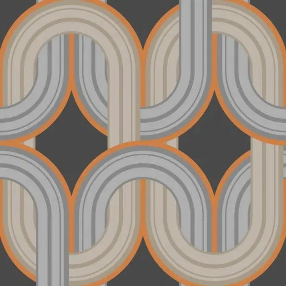 Geometric Wallpaper Removable - Orange, Paper