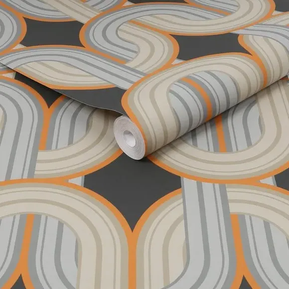 Geometric Wallpaper Removable - Orange, Paper