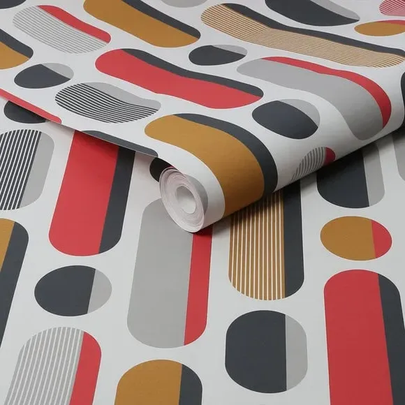 Geometric Wallpaper Removable - Red