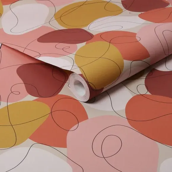 Retro Wallpaper Removable - Pink, Paste Wall