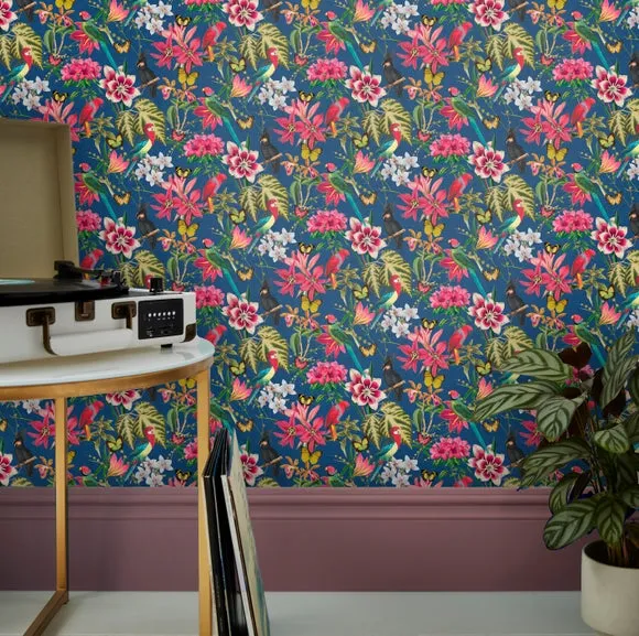 Tropical Wallpaper Removable - Blue