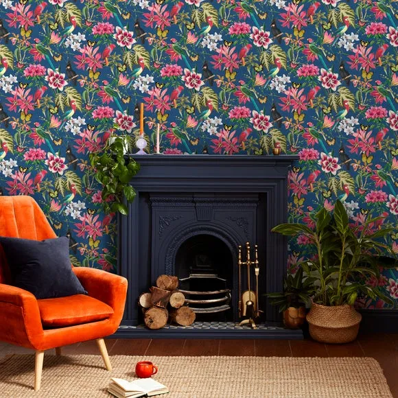 Tropical Wallpaper Removable - Blue image