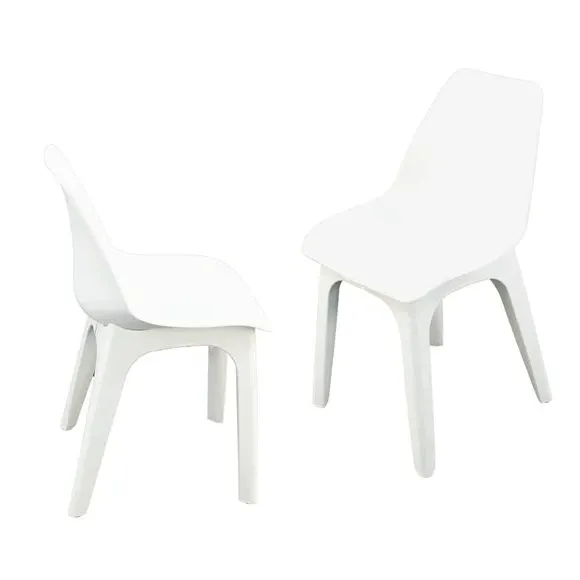 2-Pack Dining Chairs with Contoured Back - White