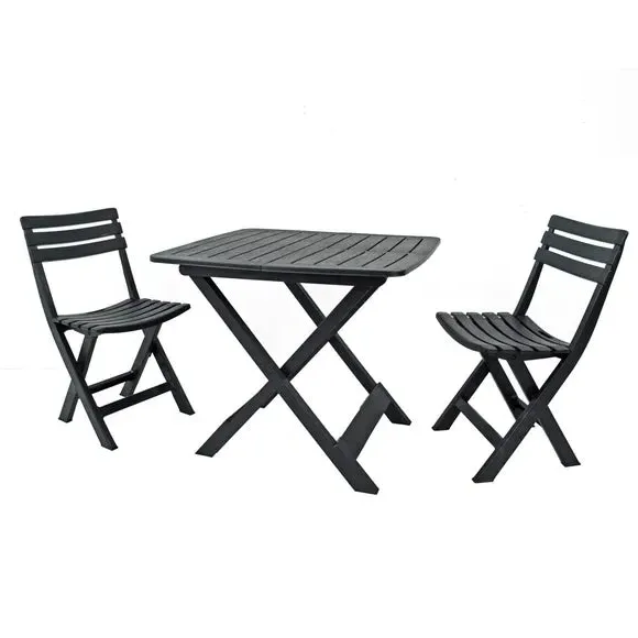 2-Seat Folding Set with Table - Grey, Polypropylene image