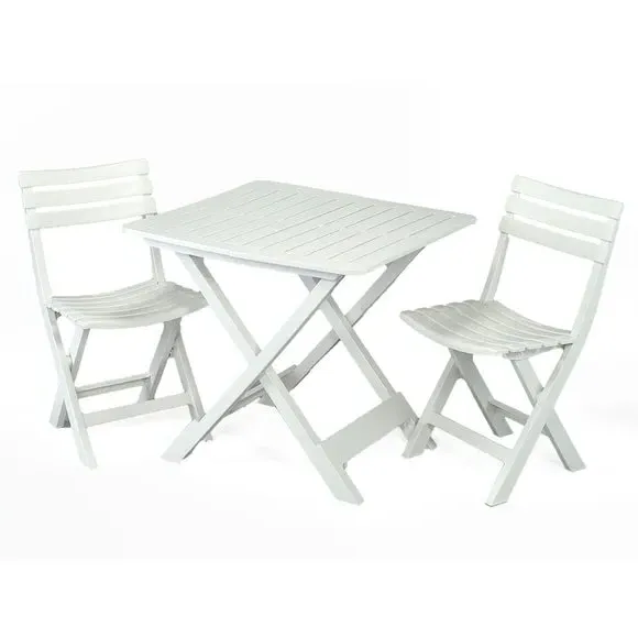 2-Seat Folding Set with Table - White, Polypropylene