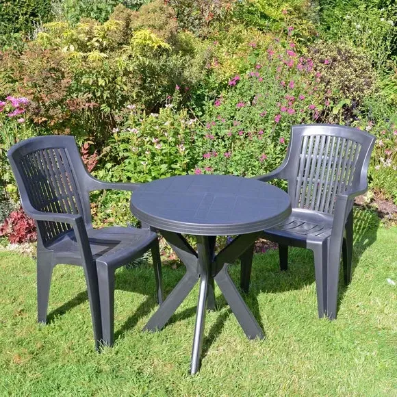 2-Seater Bistro Set with Stackable Chairs - Grey image