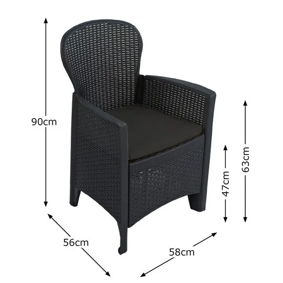 2-Seater Bistro Set with Wicker Panels - Grey