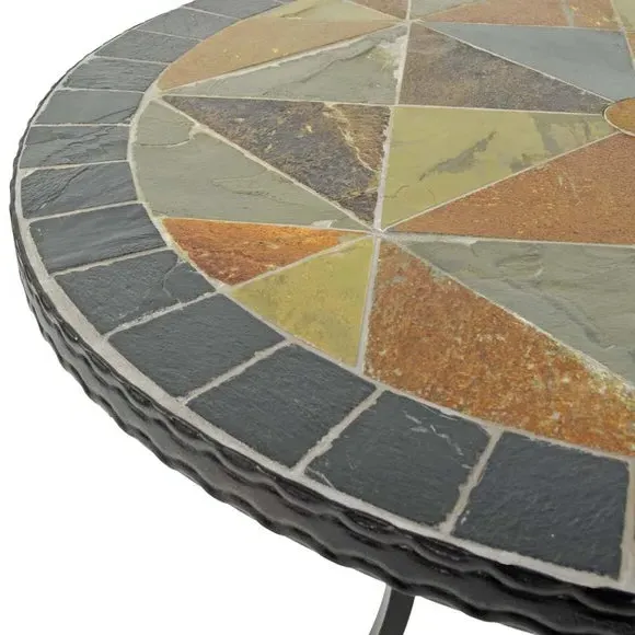 3-Piece Bistro Set with Cushions - Stone Mosaic