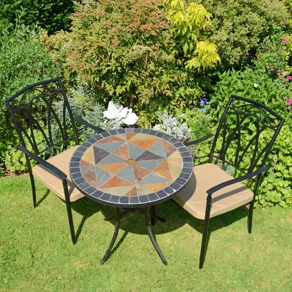 3-Piece Bistro Set with Cushions - Stone Mosaic image