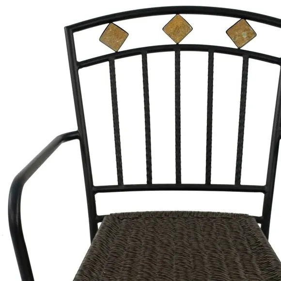 3-Piece Bistro Table Set - Black, Stone Mosaic
