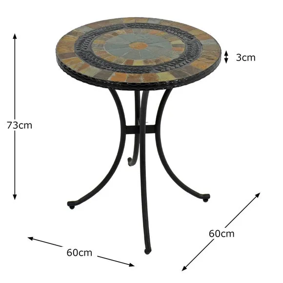 3-Piece Bistro Table Set - Black, Stone Mosaic