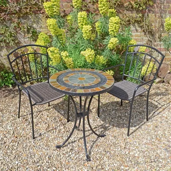 3-Piece Bistro Table Set - Black, Stone Mosaic image