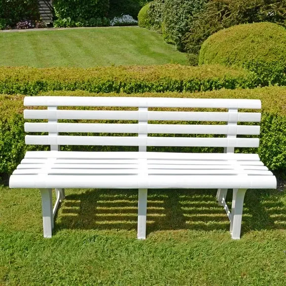 3-Seater Outdoor Bench - White, Polypropylene