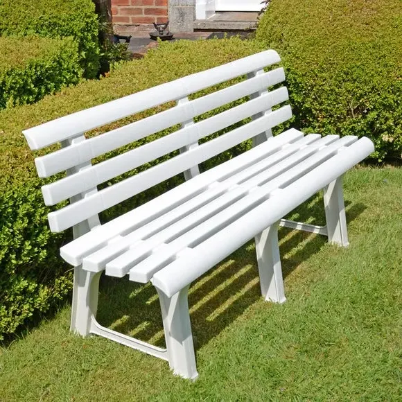3-Seater Outdoor Bench - White, Polypropylene image