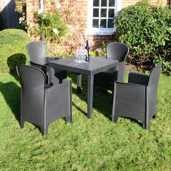 4-Seat Bench Dining Set - Grey, Polypropylene