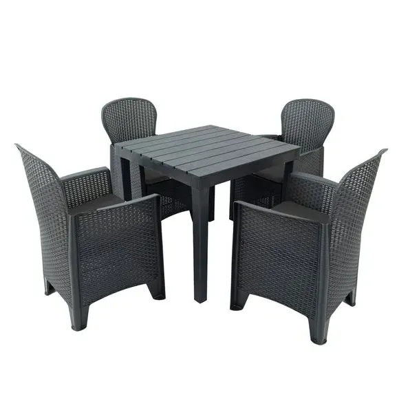 4-Seat Bench Dining Set - Grey, Polypropylene