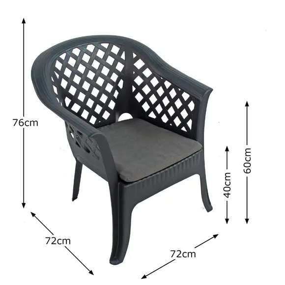 4-Seater Conversation Set Stackable - Dark Grey