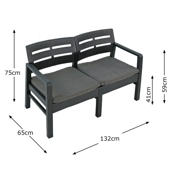 4-Seater Conversation Set with Table - Grey