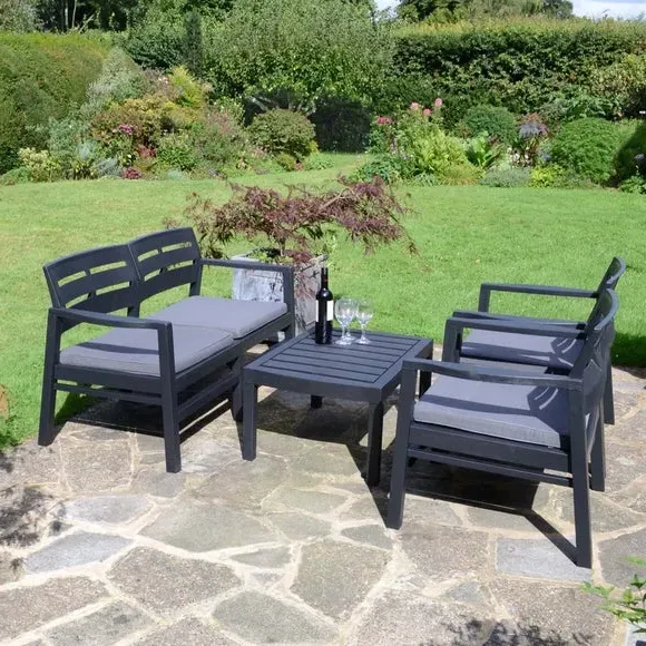 4-Seater Conversation Set with Table - Grey image