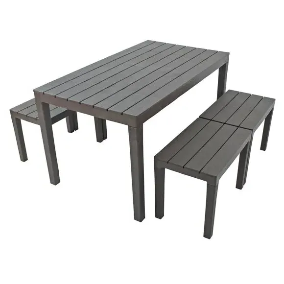 4-Seater Dining Set with Benches - Coffee image