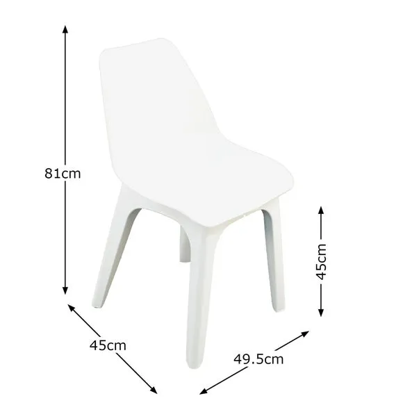 4-Seater Dining Set with Contoured Chairs - White