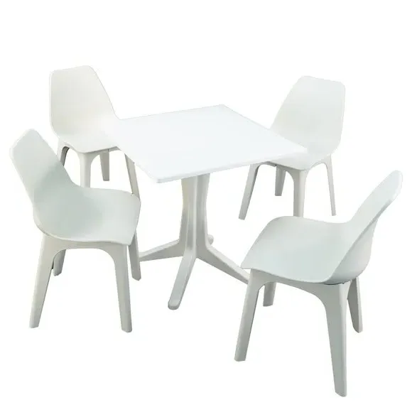 4-Seater Dining Set with Contoured Chairs - White image