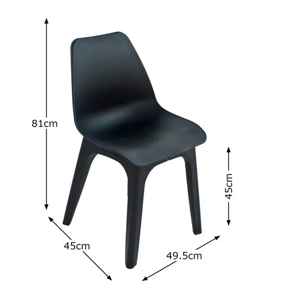 4-Seater Dining Set with Eolo Chairs - Dark Grey