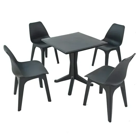 4-Seater Dining Set with Eolo Chairs - Dark Grey image