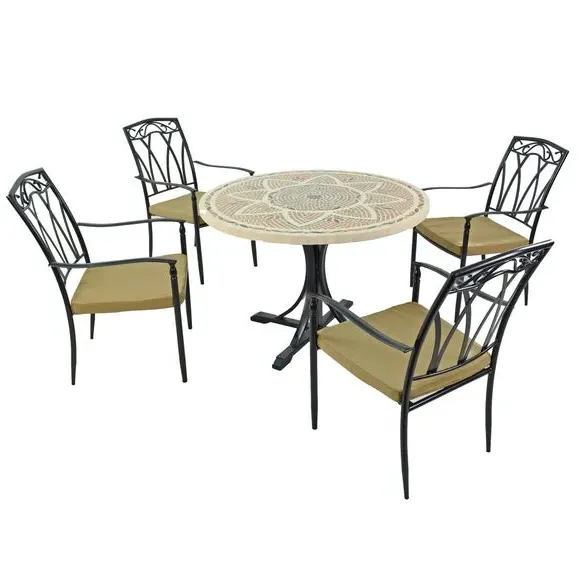 4-Seater Dining Set with Stackable Chairs - Steel image
