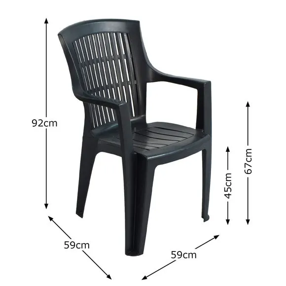 4-Seater Dining Set with Stacking Chairs - Green