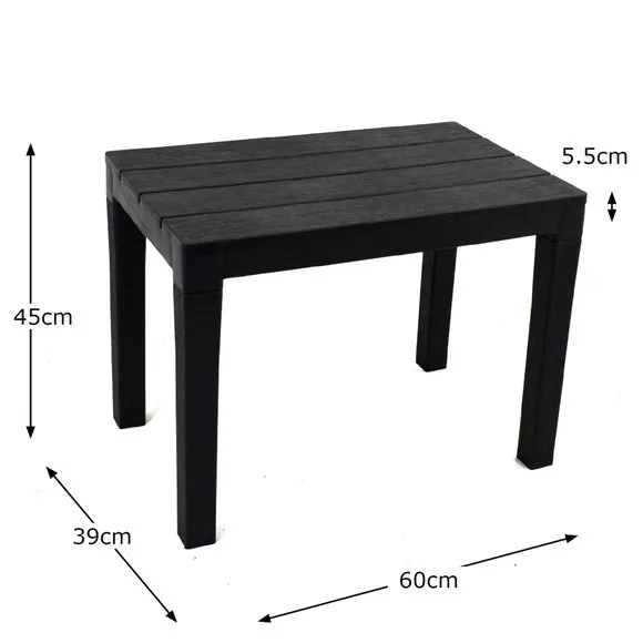 4-Seater Rectangular Dining Set - Grey, Polypropylene