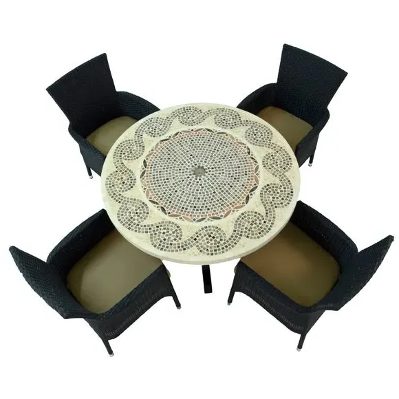 5-Piece Dining Set with Mosaic Top - Natural