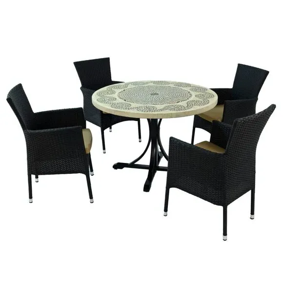 5-Piece Dining Set with Mosaic Top - Natural