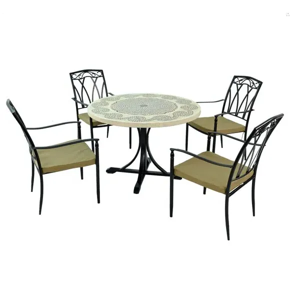 5-Piece Dining Set with Mosaic Top - Natural Stone