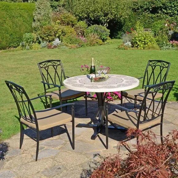 5-Piece Dining Set with Mosaic Top - Natural Stone