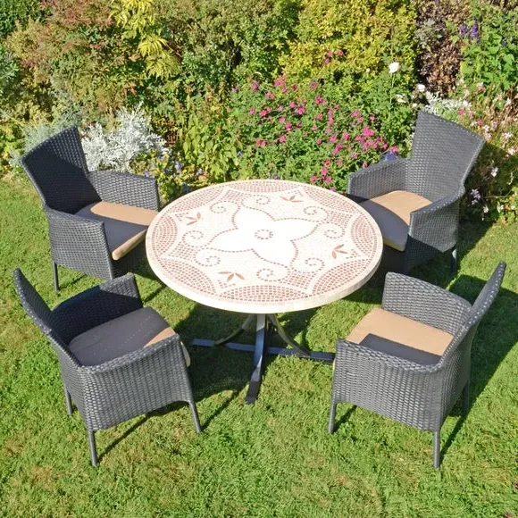 5-Piece Dining Set with Mosaic Top - Natural Stone image