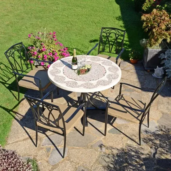 5-Piece Dining Set with Mosaic Top - Natural Stone image