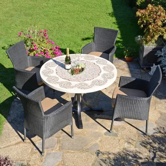 5-Piece Dining Set with Mosaic Top - Natural image