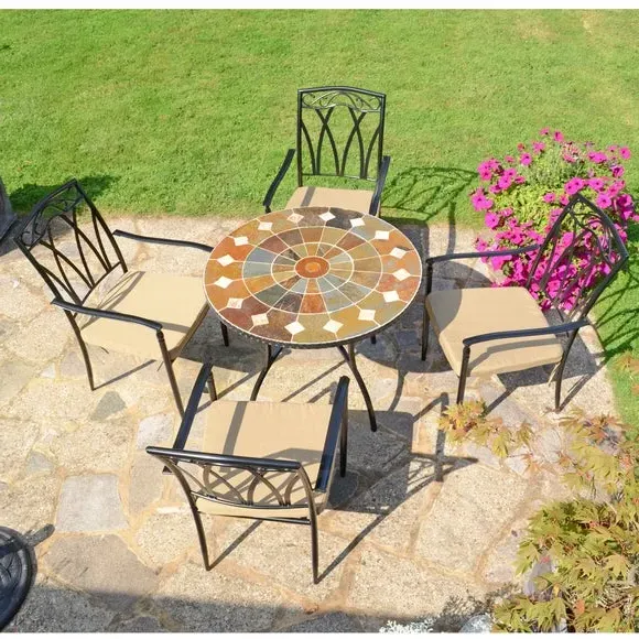 5-Piece Patio Dining Set - Multicolor, Stone image