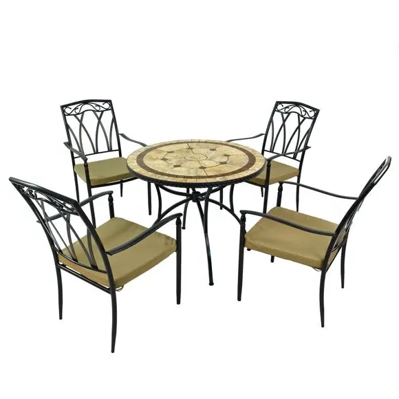 5-Piece Patio Dining Set with Chairs - Natural
