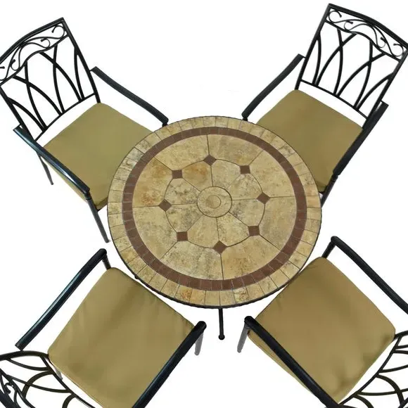 5-Piece Patio Dining Set with Chairs - Natural