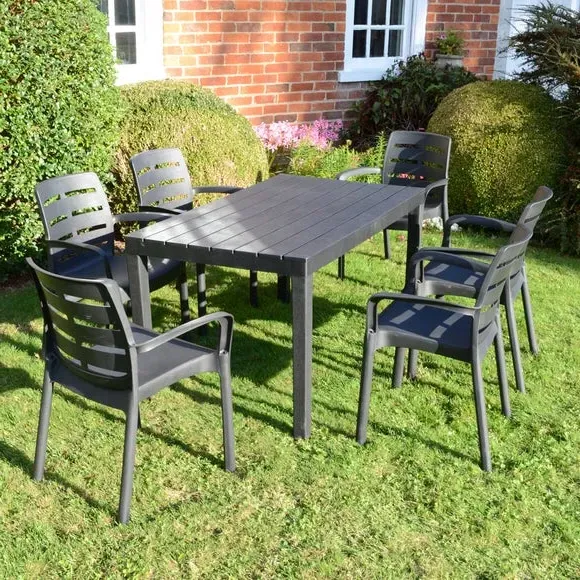 6-Seater Dining Set Stackable - Grey image