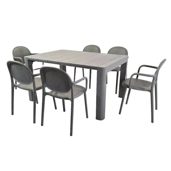 6-Seater Dining Set with Armchairs - Grey