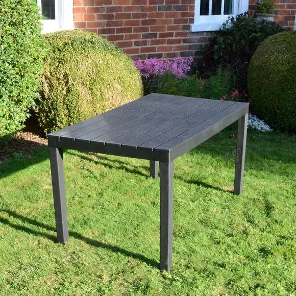 6-Seater Dining Set with Chairs - Grey, Wicker