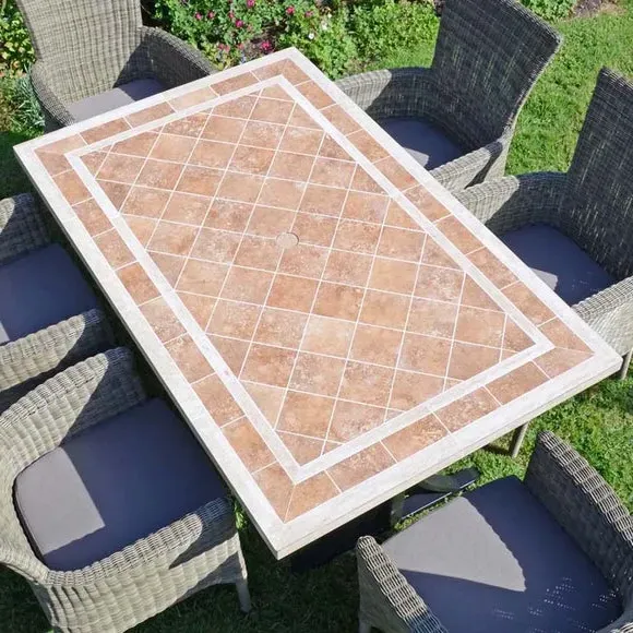 6-Seater Dining Set with Ornate Chairs - Steel