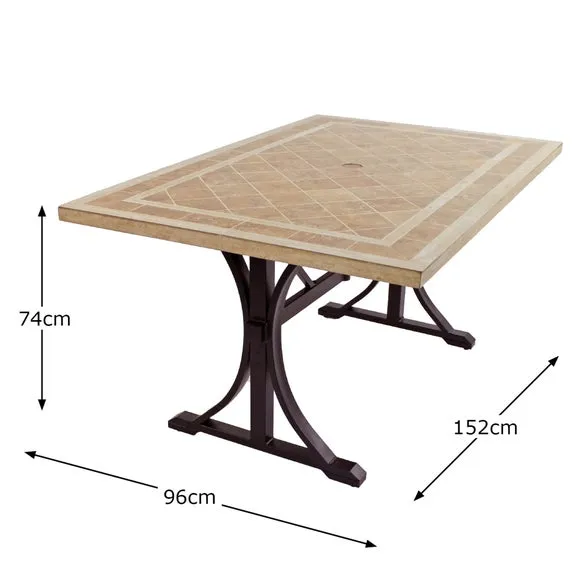 6-Seater Dining Set with Ornate Chairs - Steel