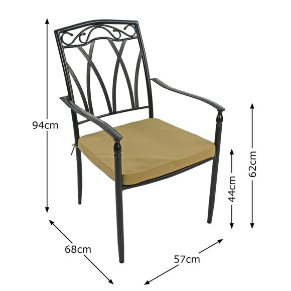 6-Seater Dining Set with Stacking Chairs - Black