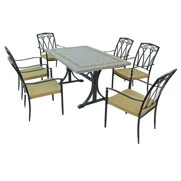 6-Seater Dining Set with Stacking Chairs - Black image